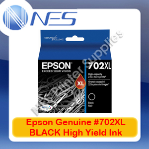 Epson Genuine #702XL BLACK High Yield Ink Cartridge for Workforce WF-3720/WF-3725 (C13T345192)